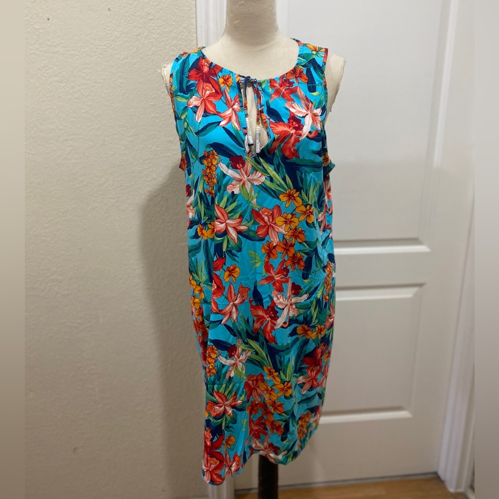 Tommy Bahama The Split Neck Swim dress Floriana print Women's Blue and Red Dress